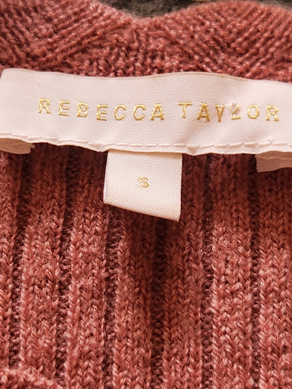 REBECCA TAYLOR Women's Sweater Small Mauve Woop Blend Puffed Sleeve Ruffled Neck - Picture 2 of 8